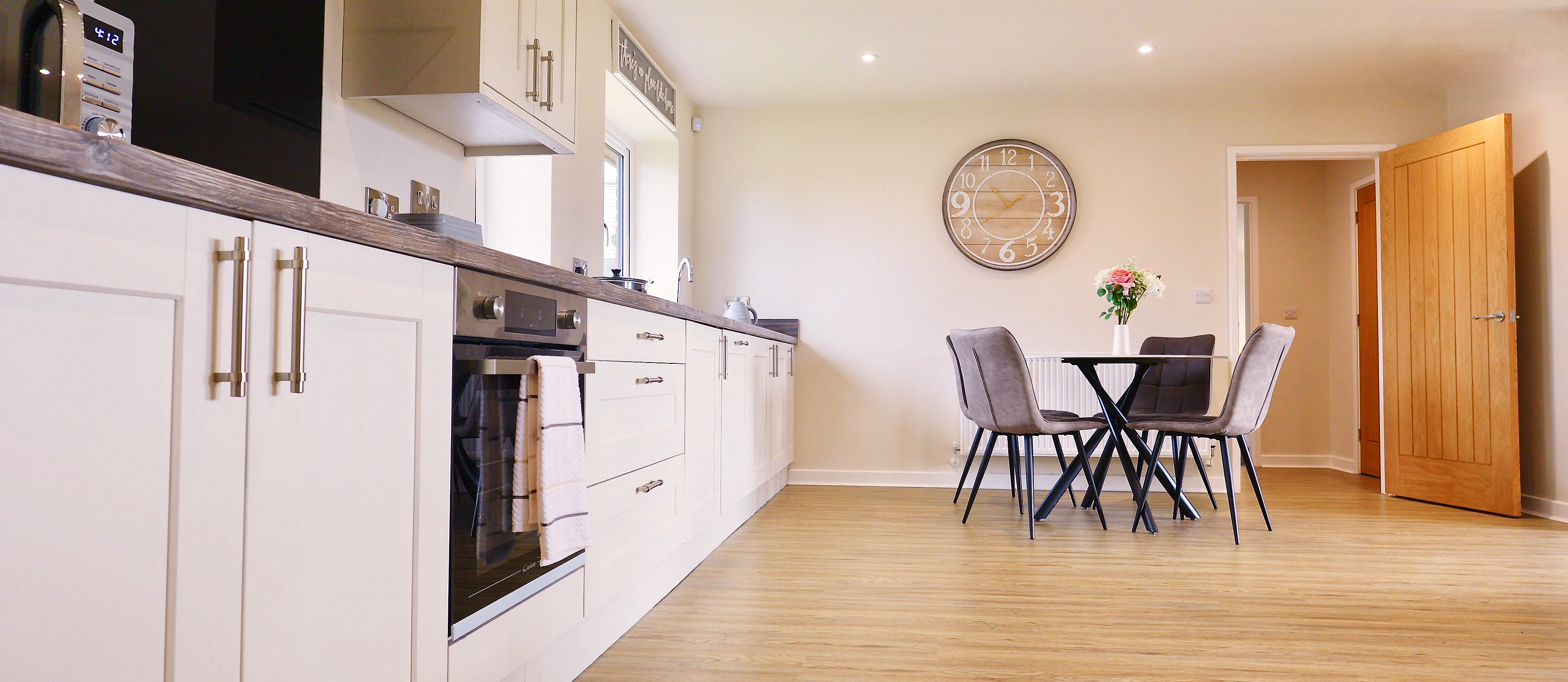 Kitchen and dining space in a supported living home