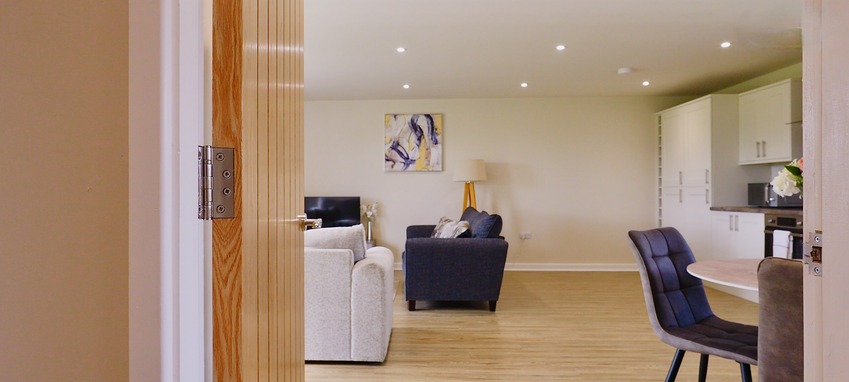 Warm open-plan living and dining space